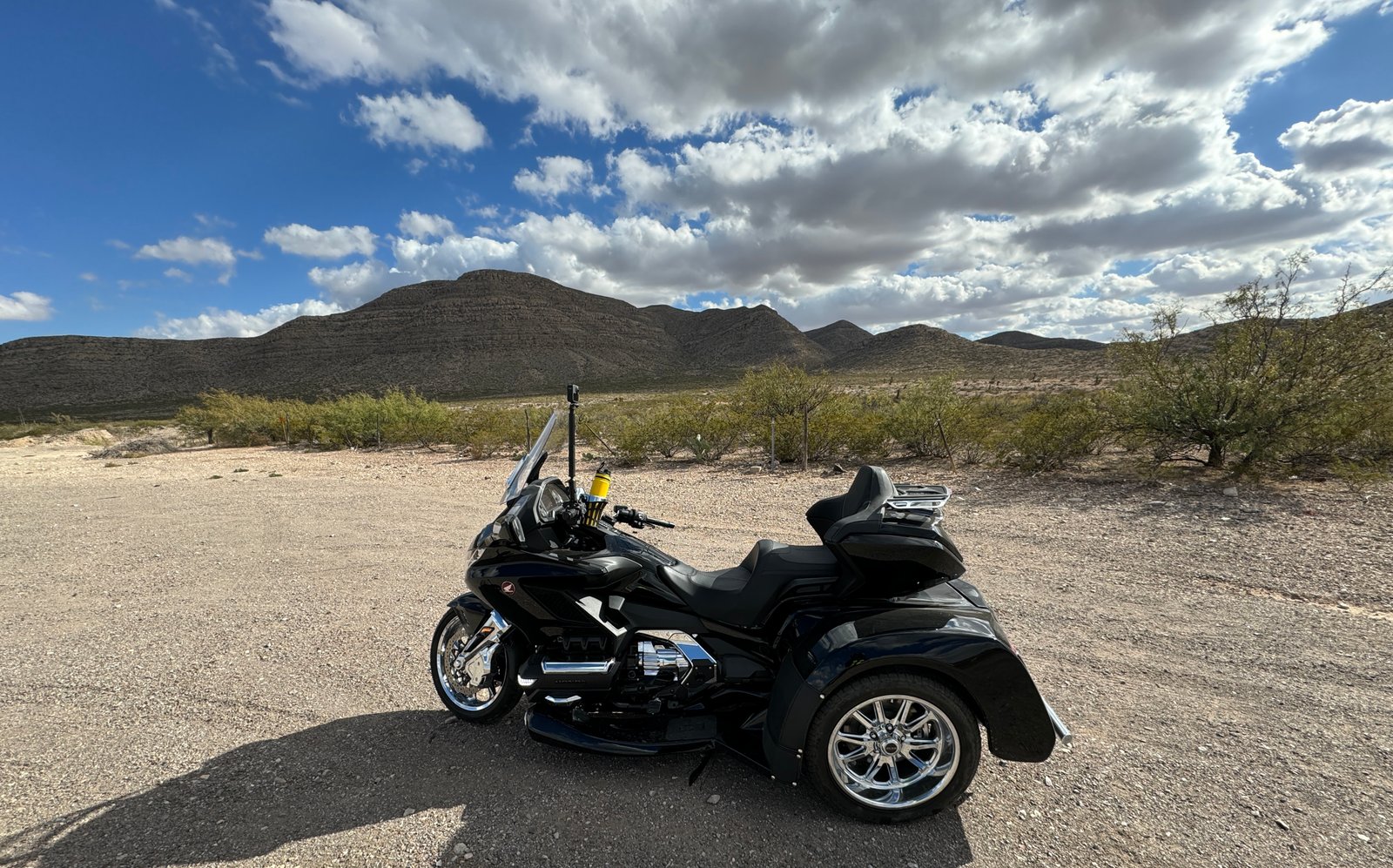 Honda Goldwing trike in the desert